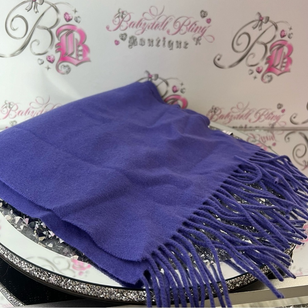 Montavoni scarve cashmere Purple Fringe Scarf tassle royal purple